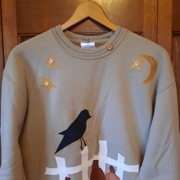 DIY Homemade Fall Themed Jerzees Tan Cropped Crewneck Sweatshirt Size Medium - Picture 2 of 14